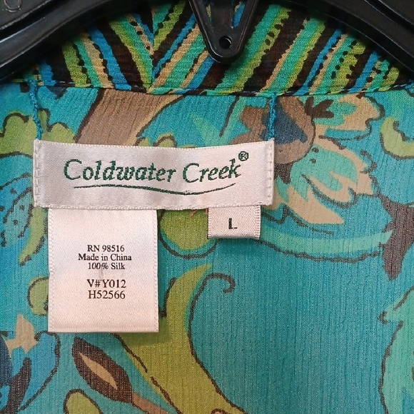 Coldwater Creek colorful Patterned Kimono Cardigan sz L - Picture 2 of 5